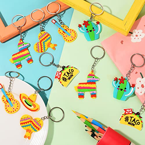 ZAUGONTW 78Pcs Fiesta Party Keychains - Mexican Cinco De Mayo Themed Keychains with Donkey Maraca Sombrero Taco Guitar Cactus Designs by ZAUGONTW - Used condition - Image 3