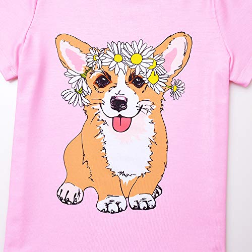 Girls Pajamas Sleepwear Set Cotton Short Pjs Clothes Night Shirts Pant Corgi 10 11 #TOP3