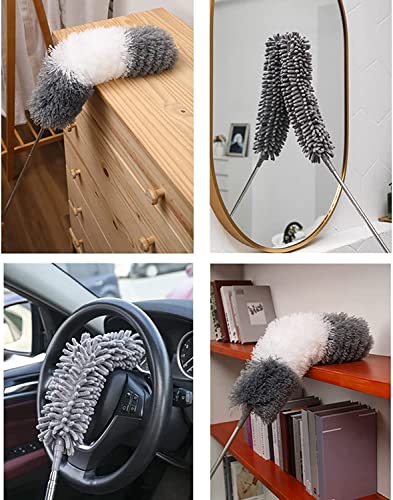 Microfiber Duster 100" Retractable Washable Detachable Chenille Dusting Brush Microfiber Feather Extendable Cleaning Tools Or Household Appliances, Ceilings, Curtains #TOP3