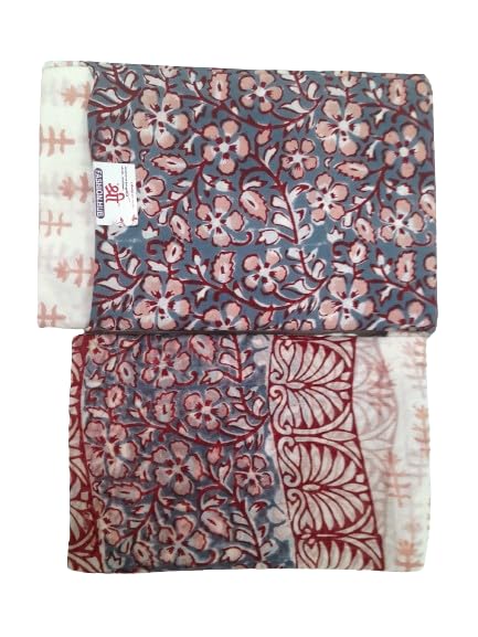 Gamthi Glamz Unstitched Dress Material, Baroda Print, Pure Cotton, Top 2.25 Meters, Bottom 2.25 Meters, Dupatta 2.25 Meters, Washable Fast Colour