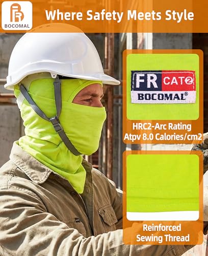 Image of BOCOMAL FR Face Mask Flame Resistant Balaclava 5.5oz Lightweight Arc Rated Helmet Liner Covering Hood for Welding