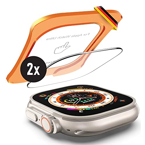 XeloTech Premium Schutzglas für Apple Watch Ultra 49 mm [2xStück] - hochwertiger Displayschutz - robuste Panzerfolie - Klebefolie aus Hartglas - 9H Glasfolie Cover