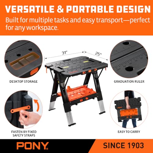 Image of Pony Portable Folding Work Table, Workbench & Sawhorse