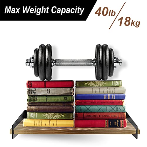 SHAN ZU Set van 2 rustieke houten zwevende wandplanken, voor slaapkamer, keuken, badkamer, woonkamer, kantoor, 41 × 15… - Image 7