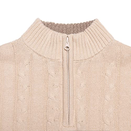 Image of Kid Nation Boys Sweater Cotton Quarter Zip Sweater Kids Cable Knit Pullover | Casual 1 /4 Zip Sweater for Child 3-14 Years (Previously Amazon Essentials)