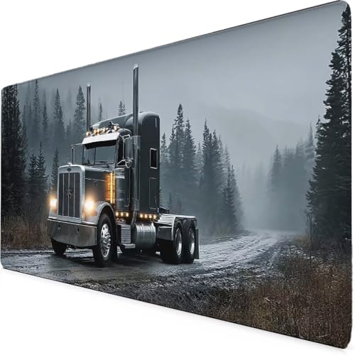 Tapis de souris XXL gris 120x60 cm grand format antidérapant avec bords surpiqués pour bureau PC