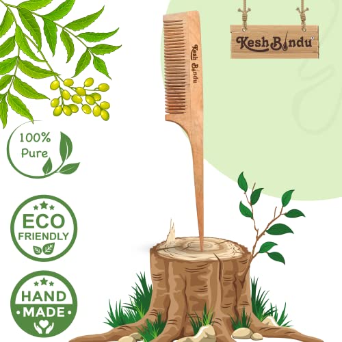 Image of Handmade Kacchi Neem Wooden Comb For Women Styling Hair, Detangling, Frizz Control & Shine, Suited For Men All Hair Types Kangi (Tel Comb)