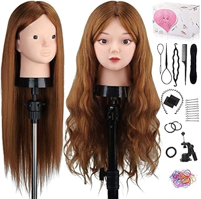 TopDirect Real Hair Cosmetology Mannequin Head for Hair Styling Practice