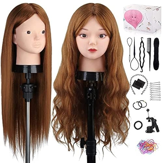 TopDirect Real Hair Cosmetology Mannequin Head for Hair Styling Practice