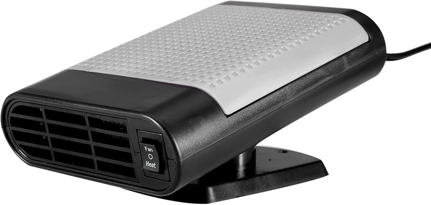 Car 12V Portable Electric Window Heater, Windshield Defroster Demister, Fast Heating Fan with ABS Material, Ergonomic Handheld Design for Car Windows in Winter (Gray)