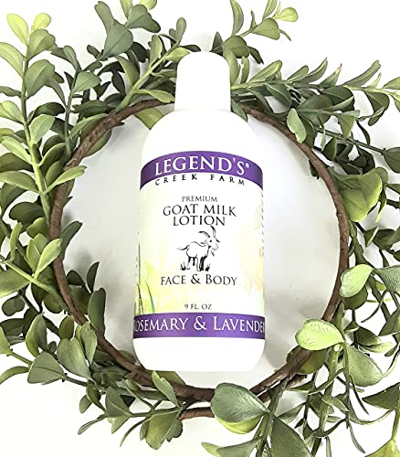 Legend's Creek Farm, Premium Goat Milk Lotion, For Body, Hand & Face, Deeply Moisturizing With Shea Butter, Sunflower Oil & Aloe, No Harsh Chemicals, Handmade In Usa, 9 Oz (Rosemary & Lavender L.) #TOP2