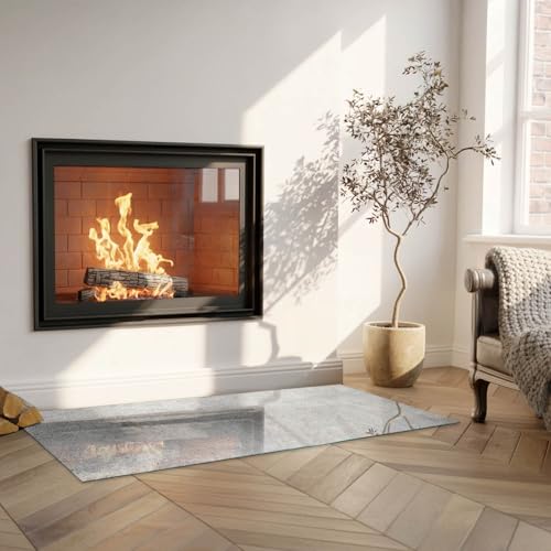 Placa para chimenea de vidrio templado que protege salones modernos de chispas 3