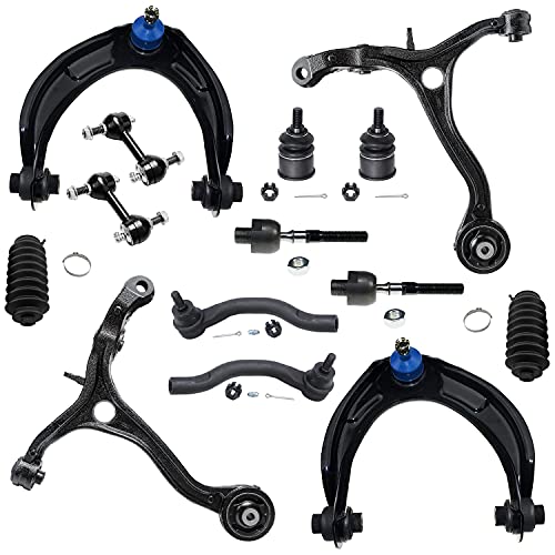 Detroit Axle - 14pc Front Upper Lower Control Arm w Lower Ball Joints, Inner Outer Tie Rods w Boots, Sway Bar Links Kit Replacement for 2008 2009 2010 2011 2012 Honda Accord