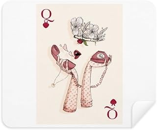 Playing Cards Heart Q Pattern Cleaning Cloth Screen Cleaner 2pcs Suede Fabric