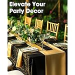 Graduation Decorations Table Cloth for Rectangle Table and Table Runner Set - 3+3 Pack, Black and Gold Plastic Tablecloth Disposable for Birthday, Wedding, Baby Shower, New Year - Image 2