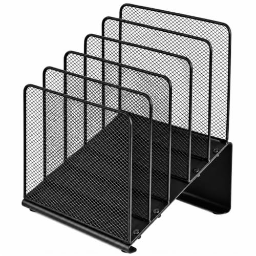 LEKETREE File Organizer for Desk, File Folder Organizer with 5-Section Vertical Rack, Suitable for Home Office Document Organization and Storage(Black)