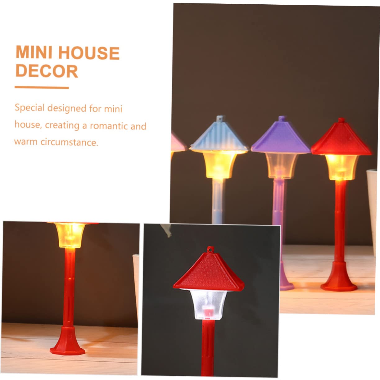 HEMOTON Led Miniatura para Decoración De Habitación Luz De Calle Miniatura para Micro Bonsái Y Jardín De Muñecas Accesorios para Casa De Muñecas Diseño Estable Y 4 Piezas X 4