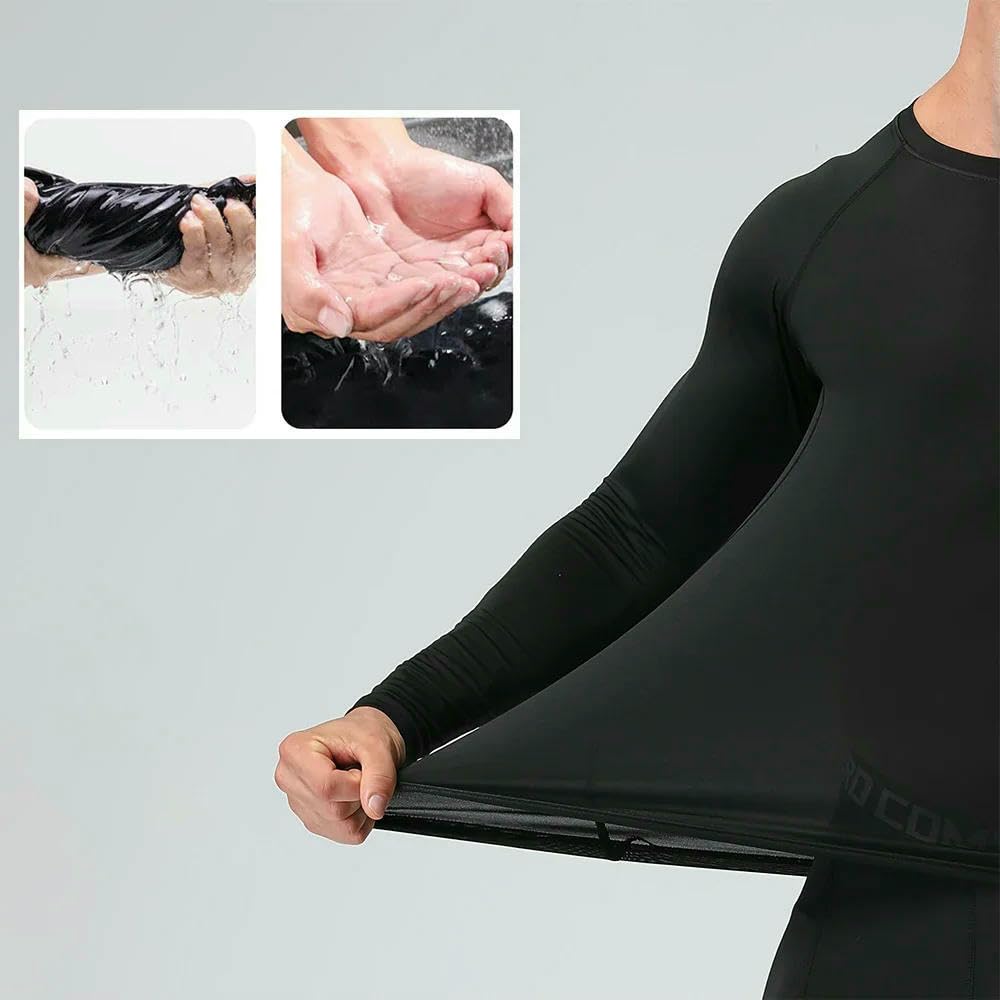 DYRBF - Camiseta de compresión de manga larga para hombre, para correr, secado rápido, protección solar, capa base deportiva