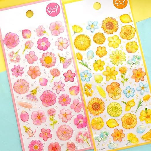 Image of Cots and Cuddles 3D Puffy Floral Stickers for Kids & Toddlers |200+ Flower Stickers, 3D Stickers Scrap Book Decoration for Boys & Girls |Floral Stickers, 4 Strap