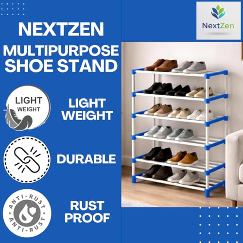 Image of NextZen Shoe Rack 6 Layer, Multipurpose Shoe Stand, Black