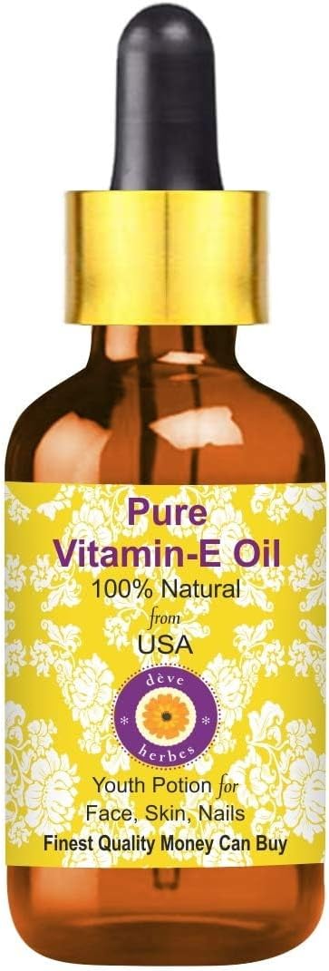 Vitamin E Oil with Glass Dropper | Infused | Pure | Non-Sticky | Lightweight | For Facial Care | Men & Women | 15ml (0.50 oz)