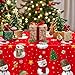 LWYGEGJO 4 Pcs Christmas Snowman Tablecloth Christmas Table Cover Xmas Snowman Snowflakes Party Table Cloths 54x86” Red Rectangle Tablecloth for Xmas Holiday Party Decor Winter Holiday