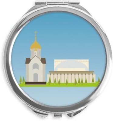 Novosibirsk Russia National Symbol Hand Compact Mirror Round Portable Pocket Glass