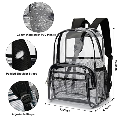 Xunteny Clear Backpack School Bag Bookbag, Heavy Duty Pvc Plastic Transparent See Through Backpacks For Men Women Girls Boys (Black) #TOP2