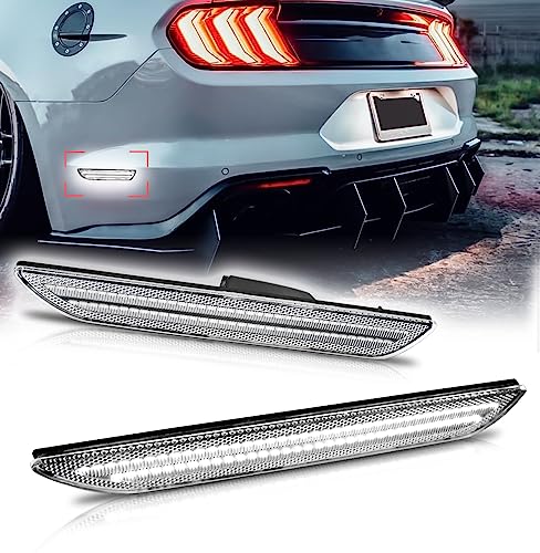 Kdm Led Fender Side Marker Reflectors Lights Dual Rows, Compatible For 2015-2022 Ford Mustang Assembly Rear Side Bumper Marker Lamp,Clear Lens Bright White Pack Of 2 #TOP23