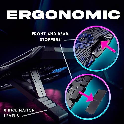 Klim Cyclone Laptop Cooling Pad With 5 Quiet Fans - New 2023 - Gaming Laptop Cooling Pad - Stable Laptop Stand With Fan - Compatible Up To 17"- 5 Year Warranty - Pc Mac Ps5 Ps4 Xbox One - Black Blue #TOP4