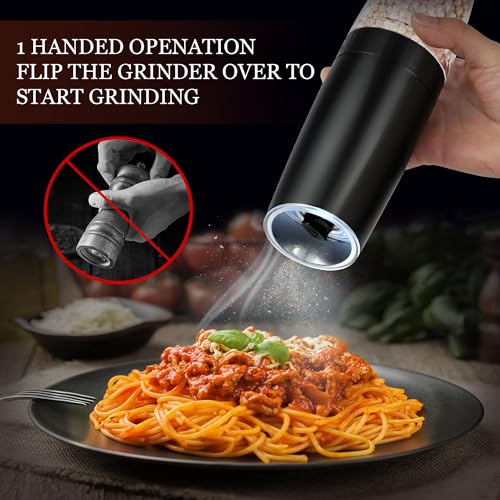 Rechargeable Salt and Pepper Grinder Set Gravity, Automatic and Refillable Salt and Pepper Shakers,Modern Spice Grinder Mill Electric,5.5oz,5 Adjustable Coarseness — view 2