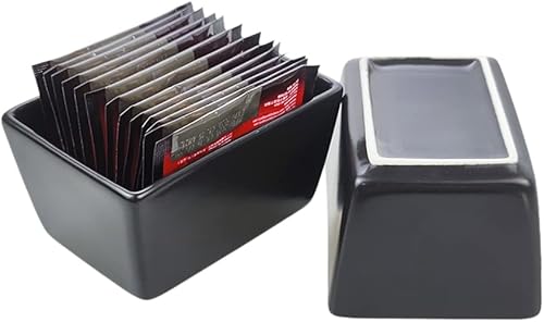 Miniatura 8 de Sizikato Tazón de la bolsa de té del sostenedor del paquete del azúcar de la porcelana blanca pura, 5 onzas