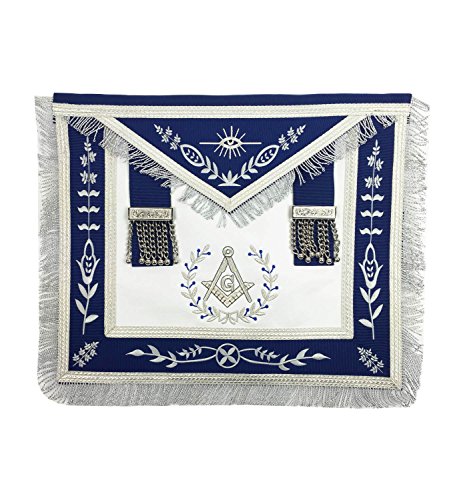 Unique Regalia Masonic Master Mason Apron Silver embroidery for Freemason MA033