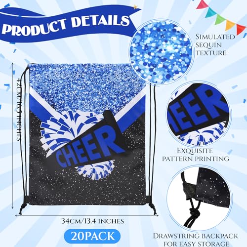 Image of SATINIOR 20 Pcs Cheer Bags Bulk Cheer Drawstring Backpacks Cheerleader Bags Cheerleading Gift for Cheerleaders(Royal Blue)