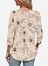 3/4 Length Sleeve Womens Tops for Teachers Boho Tops Blouses Dressy Casual Early Fall Fashion Must Haves 2025 Summer Outfits Women's Clothing Trendy Fall Clothes Outfits Beige Floral L