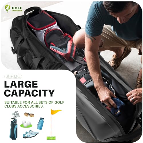 image for UNIHIMAL Golf Travel Bag with Hard Case Top, 1680D Heavy Duty Oxford G