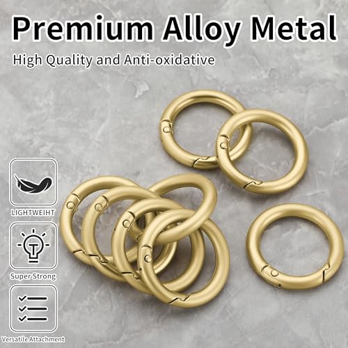 Image of Gkeygo Key Ring Clip, 4 /5 Inch Keychain Rings, 8 Pack Round Carabiner Clip for Keys, Buckle, Bags, Purses - Key Chain Hooks Replacement Keychains Lanyard DIY Crafts - Pearl Gold