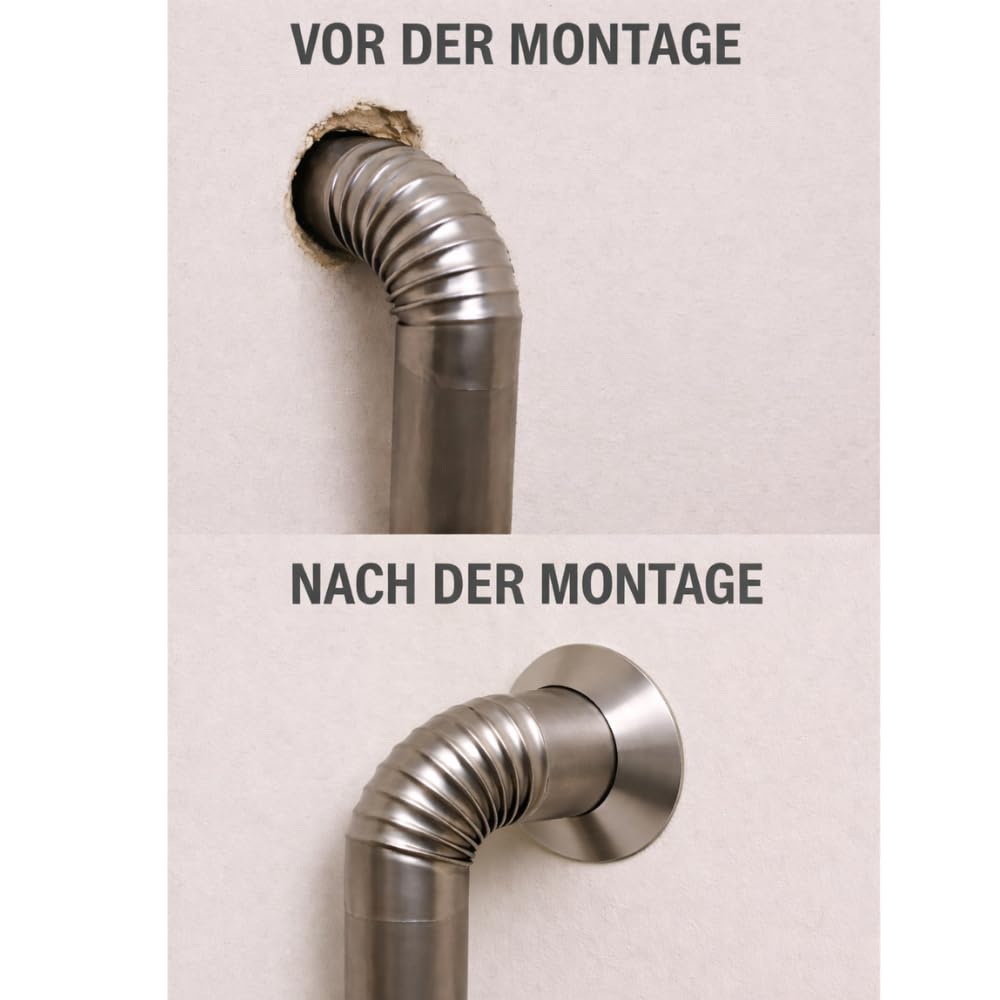 Wandrosette aus Edelstahl mit Schlitz | 150mm | Abdeckrosette für Kaminrohr/Rauchrohr - mit Schutzfolie