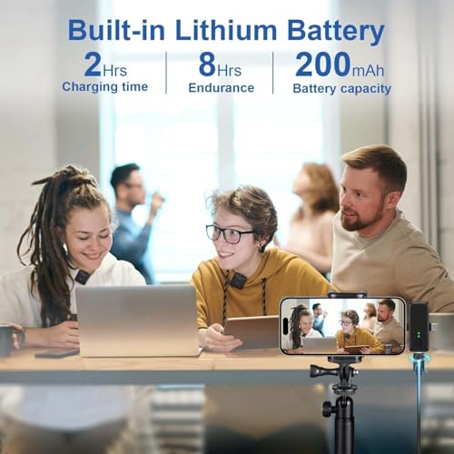 Image of CASON SX8 Wireless Mic for You Tube & Content Creators with Ultra Noise-Cancelling Feature and 20m Long Range Microphone for Vlogging with iPhone /Android Devices(2 Mic)