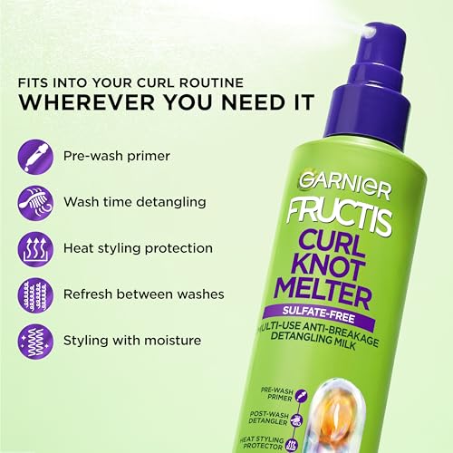 Garnier Fructis Curl Knot Melter Multi-Use Anti-Breakage Detangling Milk, Moisturizing Detangler Spray and Heat Protectant For All Curl Types, Made with Vegan Protein & Coconut Oil, 8.5 Fl Oz - image 3