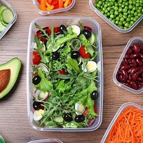 10-Pack Rectangular Plastic Food Containers with Leak-Proof Lid Covers - BPA-Free - Microwave, Fridge, and Freezer Safe Organisers Microwave Safe Containers, Washable, Meal Prep Storage Tubs