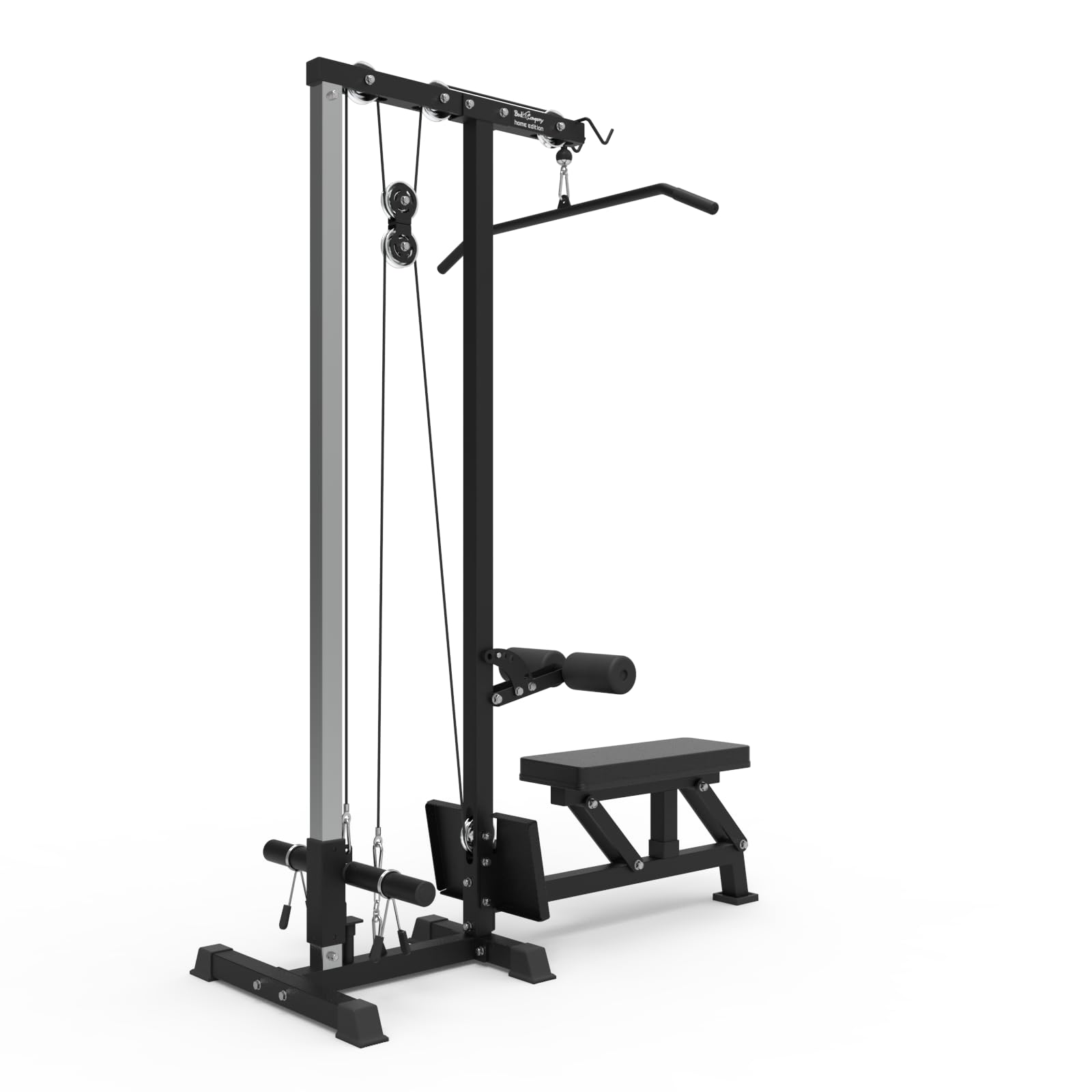 Bad Company Torre de poleas con cojín de asiento plegable y accesorios – Máquina para entrenamiento de torso bíceps tríceps en el cable I BCA-106