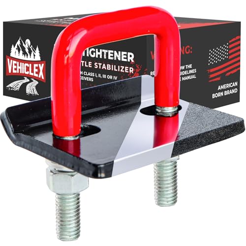 Image of Vehiclex Anti-Rattle Hitch Tightener Clamp for 1.25 inch to 2 inch Receivers - Galvanized Heavy-Duty Stabilizer with 0.44 inch U-Bolt, Rust-Proof for Trailers & Trucks