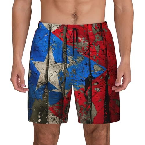 Puerto Rico Wallpaper Flag Print Men Stylish Functionality Swim Trunks Breathable Beach Shorts Surfing Gym Fishing