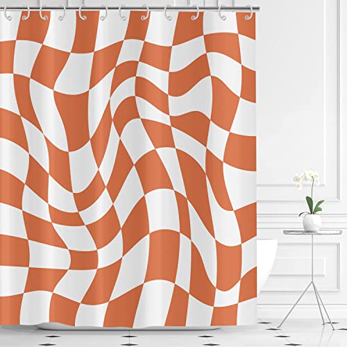 Rideau de douche orange esthétique hippie chic en polyester de qualité supérieure durable - 2