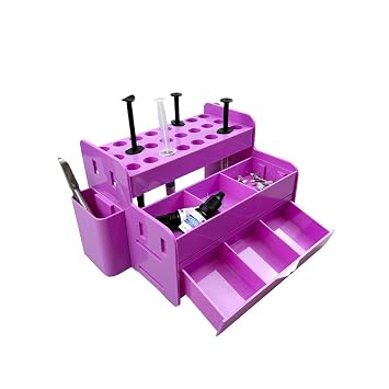 Dental Multi-Function Organizer, YOUYA DENTAL Plastic Dental Syringe Composite Organizer Resin Holder Applicator for Resin Adhesive Syringes Brush Dispenser Placement Rack Purple