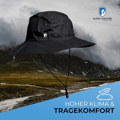 ALPIN LOACKER Wasserdichter Regenhut – Atmungsaktiver Outdoor Hut für Herren & Damen – Nachhaltiger Wanderhut aus 100% recyceltem Polyester – Perfekt für Camping, Trekking, Wandern & Alltag, S-M