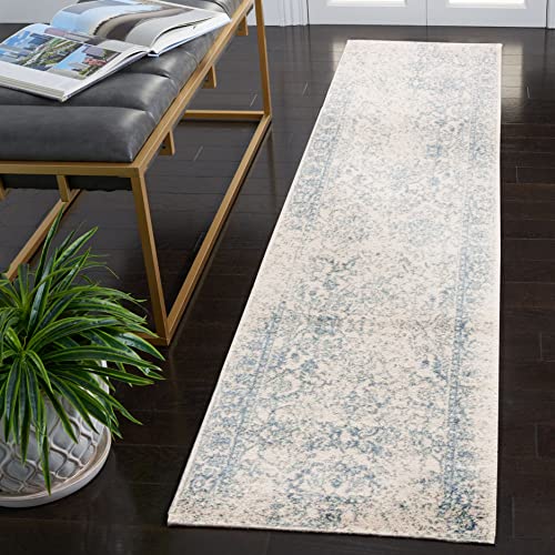Safavieh Distressed Teppich für Wohnzimmer, Esszimmer, Schlafzimmer - Adirondack Collection, Kurzer Flor, Elfenbein und Schiefer, 122 X 169 cm