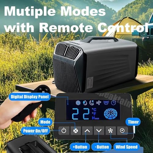 Energy Efficient Portable Air Conditioner 5400 BTU Cooling & 5600 BTU Heating, Remote Control Dehumidifier for Indoor & Outdoor Use, Ideal for RV, Truck, Van, & Camping, Green