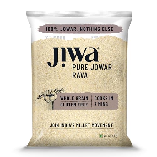 Image of Jiwa Pure Jowar Rava | 500 G | Cooks In 7 Minutes | Millet | Broken Sorghum /Jonna Rava | Gluten Free